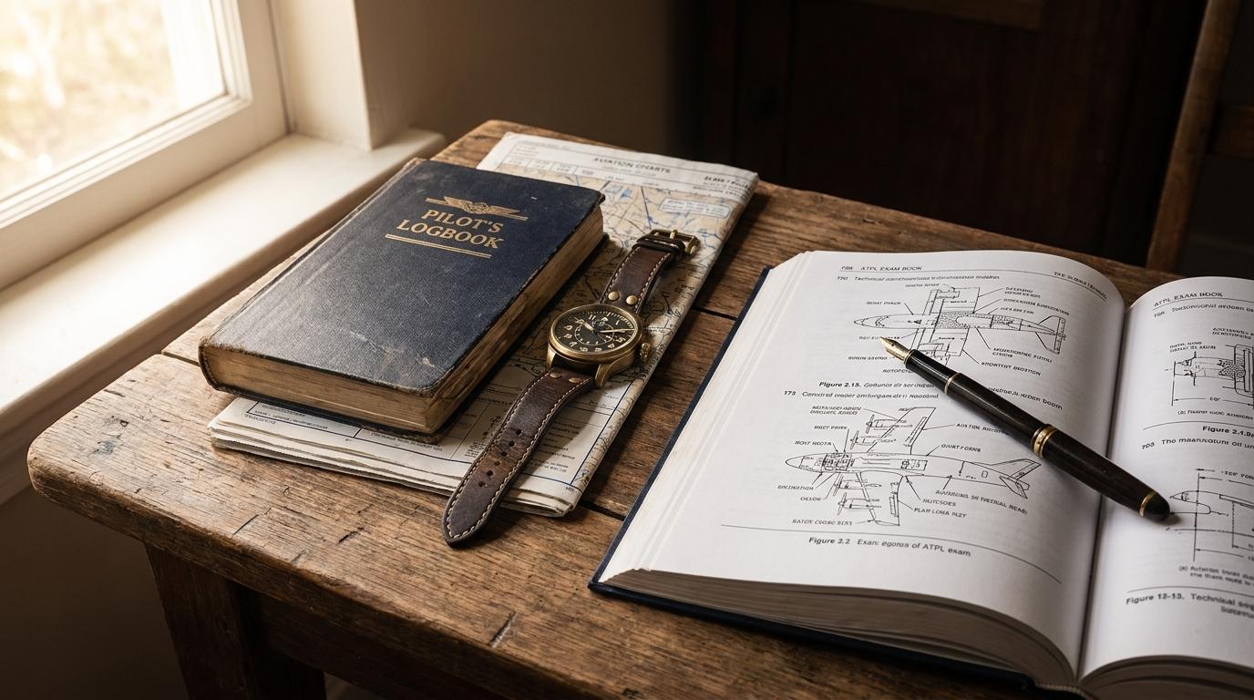 Carnet de vol et documents aéronautiques évoquant la mémoire et la transmission